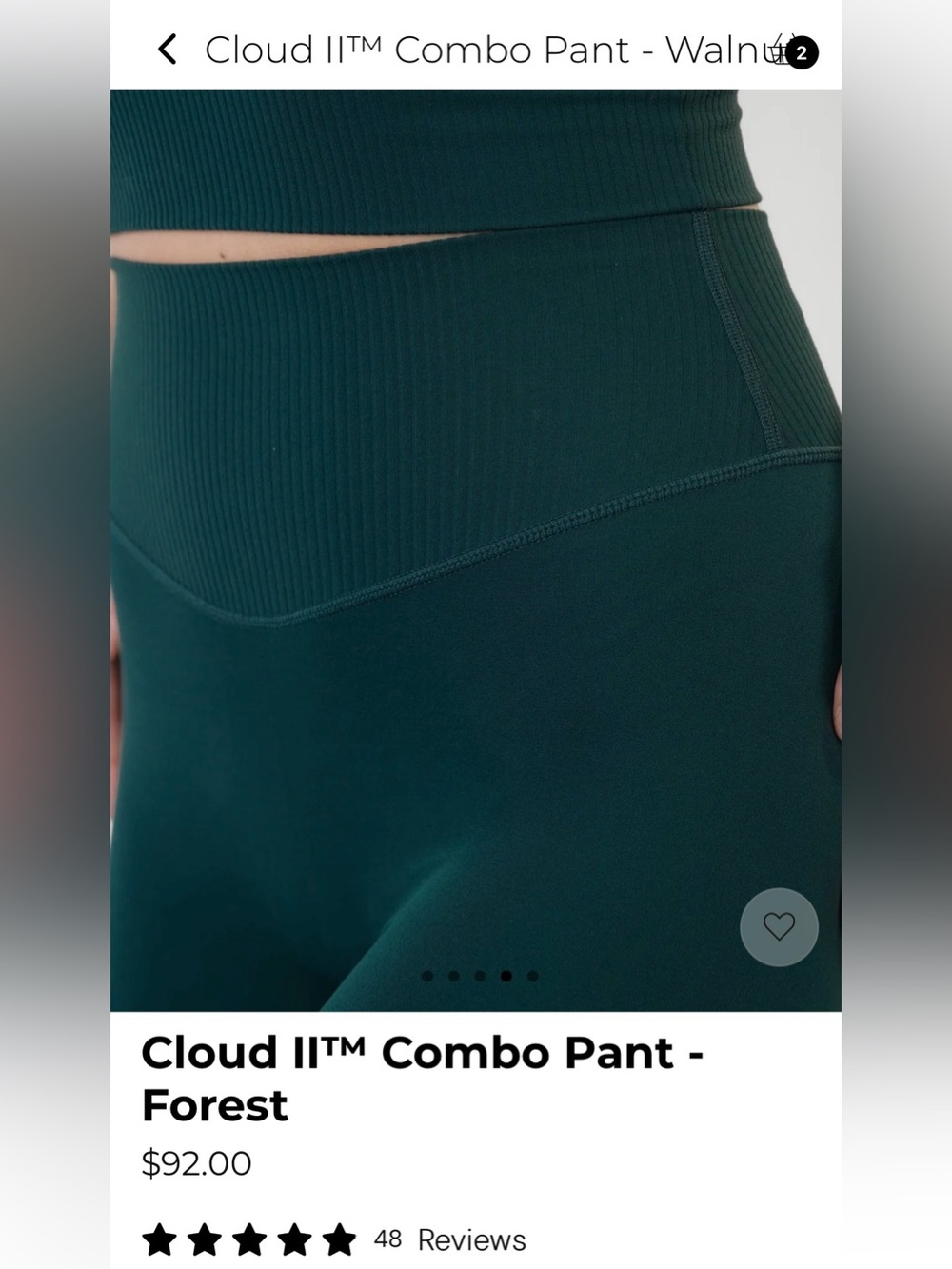 High-Rise Combo Legging in Forest Green. Small - Picture 2 of 5